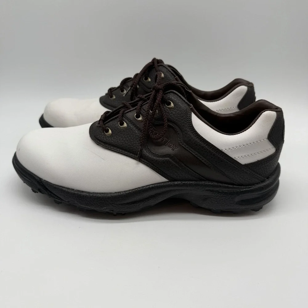 FootJoy Shoes Men's 10M Golf Brown White GreenJoys Saddle Oxford SoftSpikes